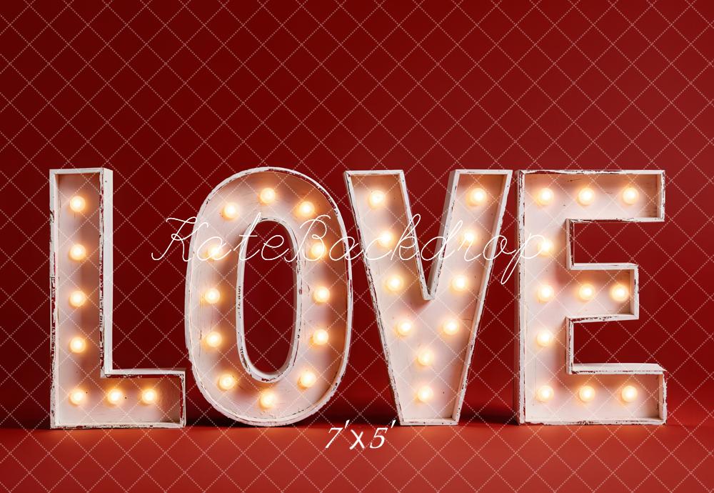 Kate Valentine's Day Red Marquee Love Letters Backdrop Designed by Emetselch
