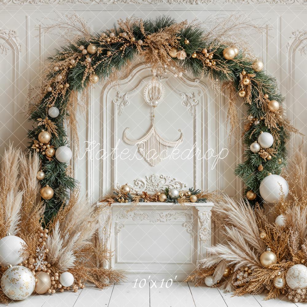 Kate Christmas Arch Boho Pampas Grass Retro Wall Backdrop Designed by Emetselch