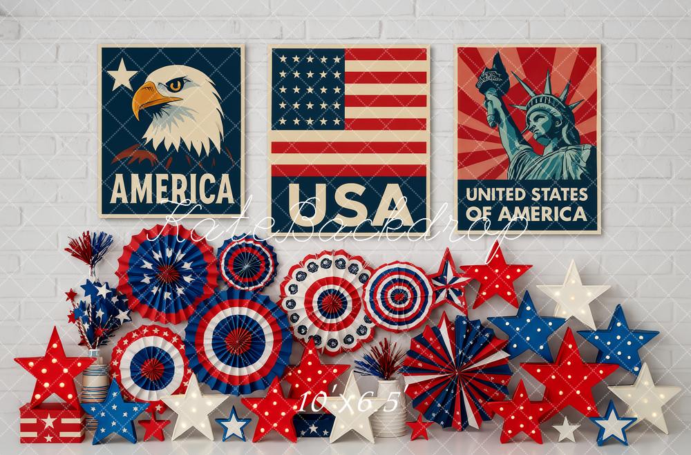 Kate Independence Day USA Flag Stars Backdrop Designed by Patty Roberts