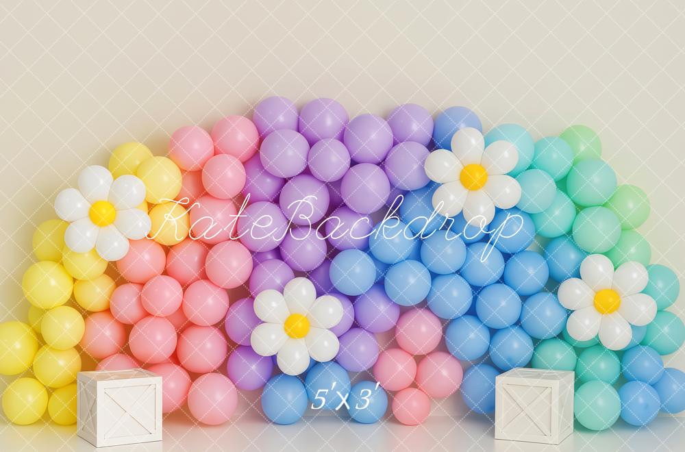 Kate Cake Smash Rainbow Balloon Flower Wall Backdrop Designed by Patty Roberts