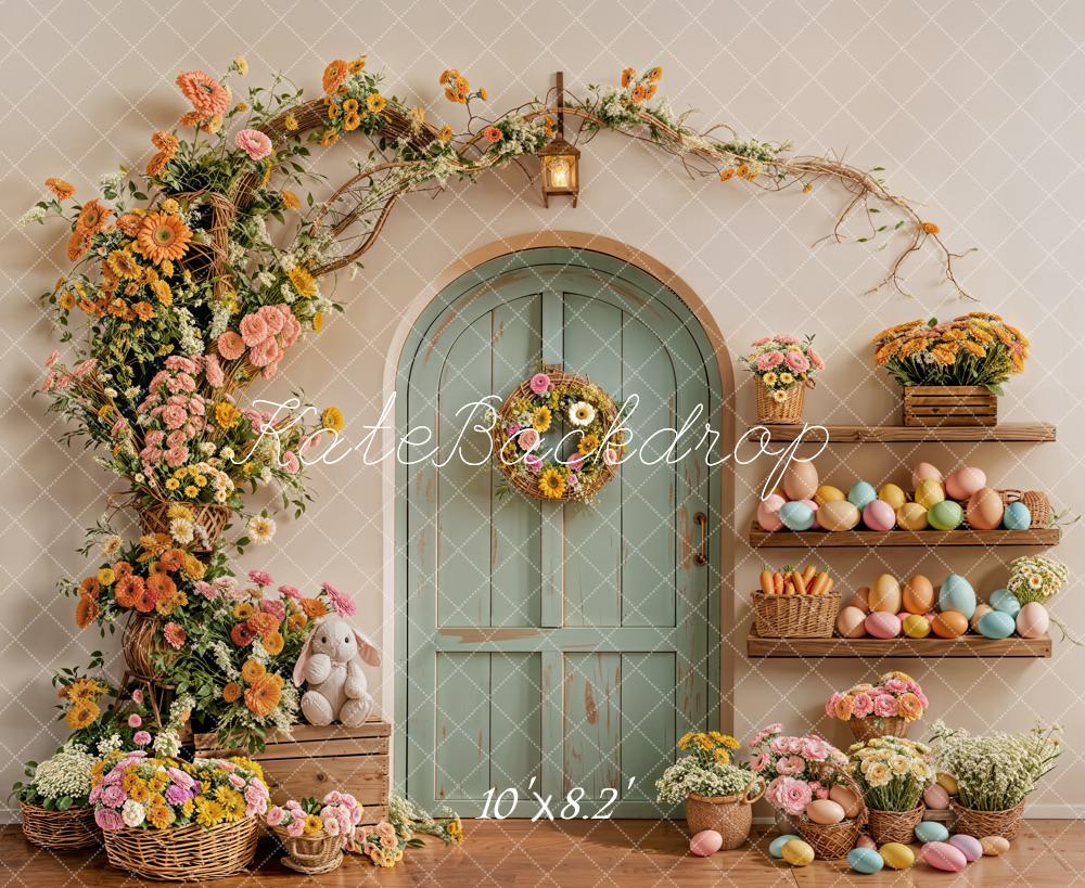 Kate Easter Bunny Flower Arch Pastel Eggs Door Backdrop Designed by Emetselch