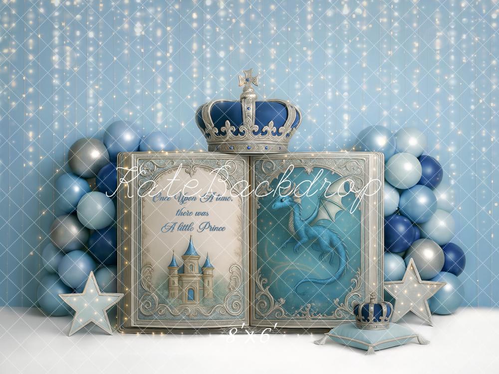 Kate Cake Smash Little Prince Crown Book Printed Backdrop Designed by Ashley Paul
