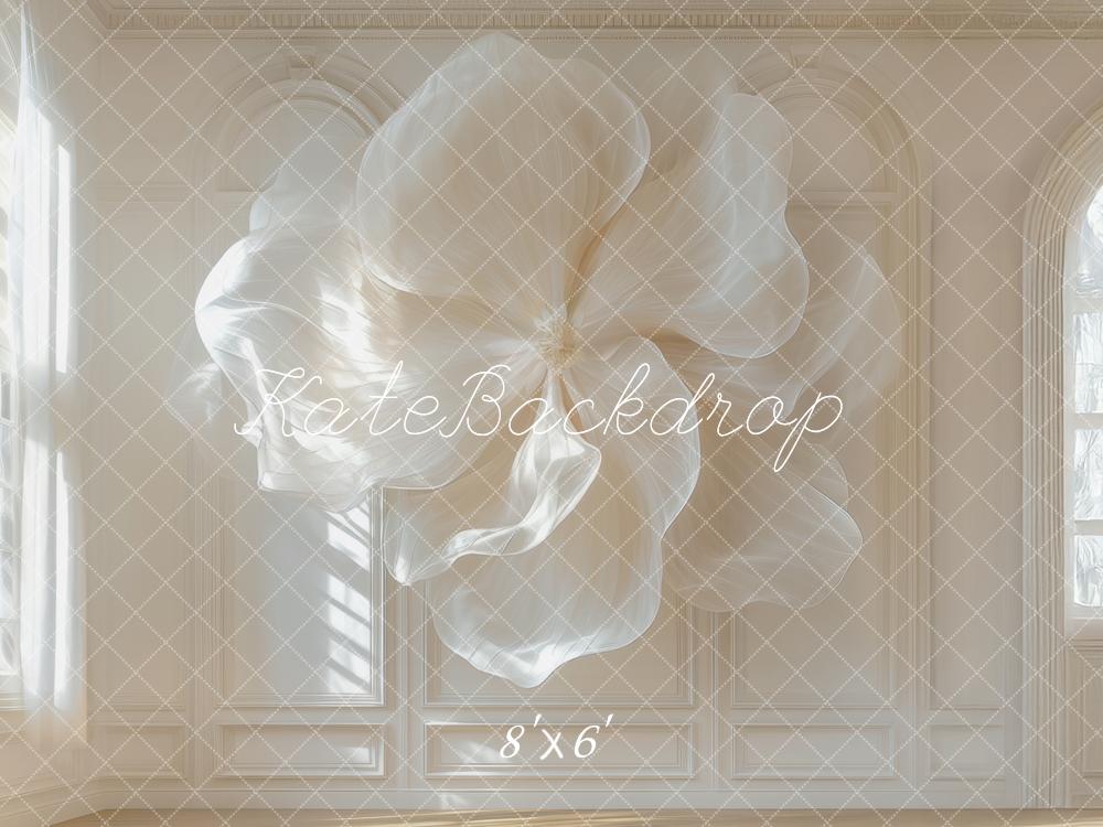 Fondo de Pared de Tela Floral Elegante Color Crema Diseñado por Mini MakeBelieve