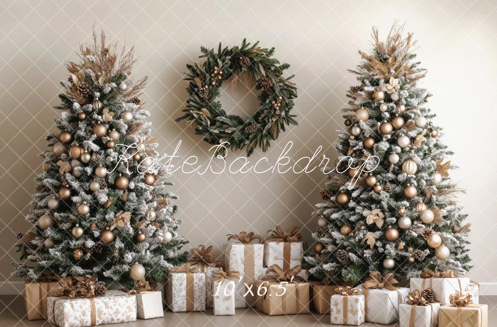 Kerstbomen Wreath Gifts Foto Achtergrond Ontworpen door Patty Roberts