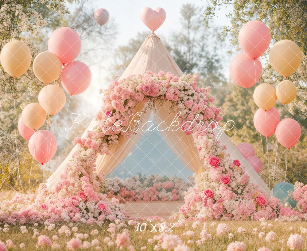 Kate Romantic Flower Arch Balloon Tent Backdrop Designed by Emetselch