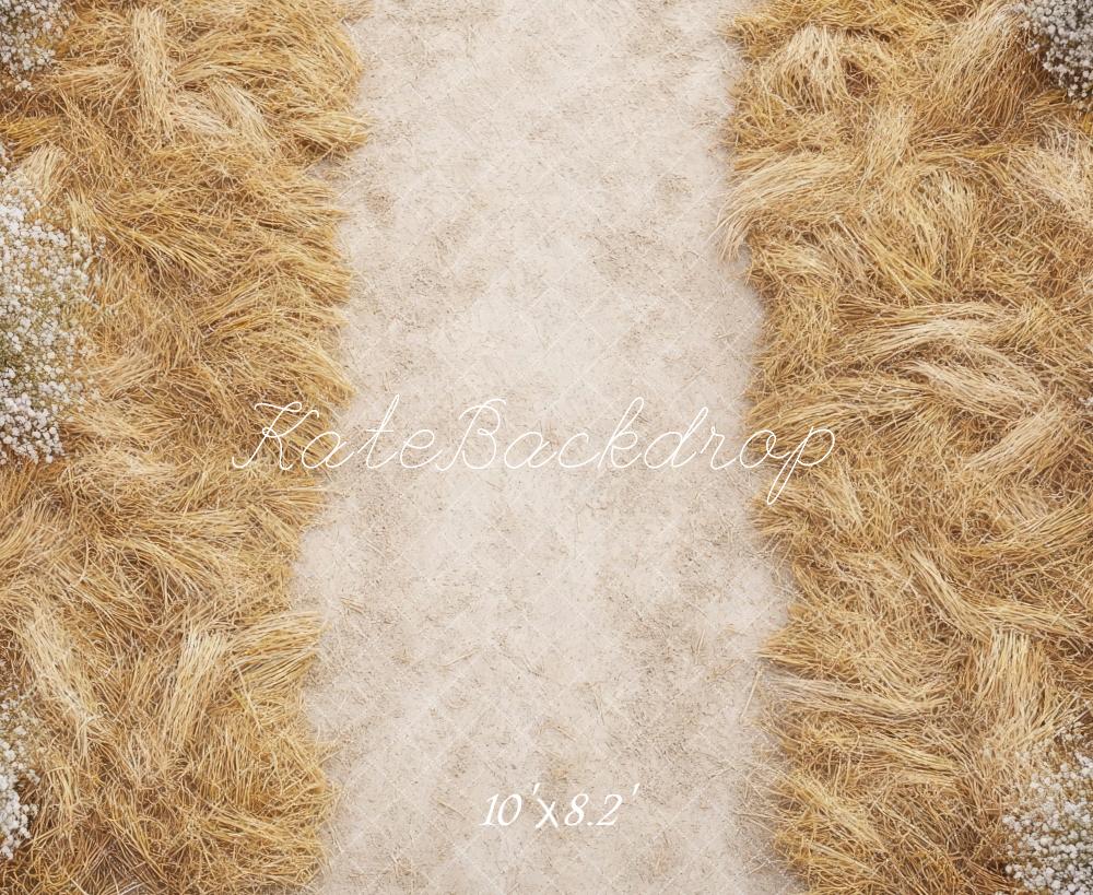 Kate Boho Rustic Hayfield Floral Floor Backdrop Designed by Mini MakeBelieve