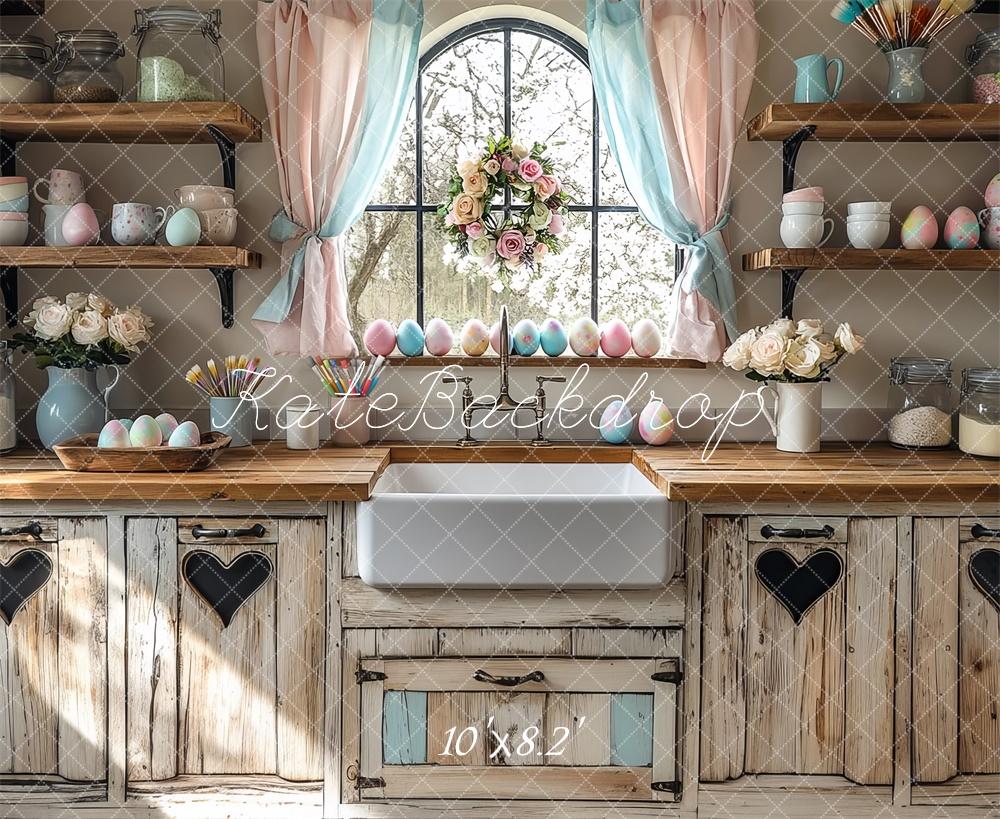 Kate Easter Kitchen Pastel Wood Backdrop Designed by Mini MakeBelieve
