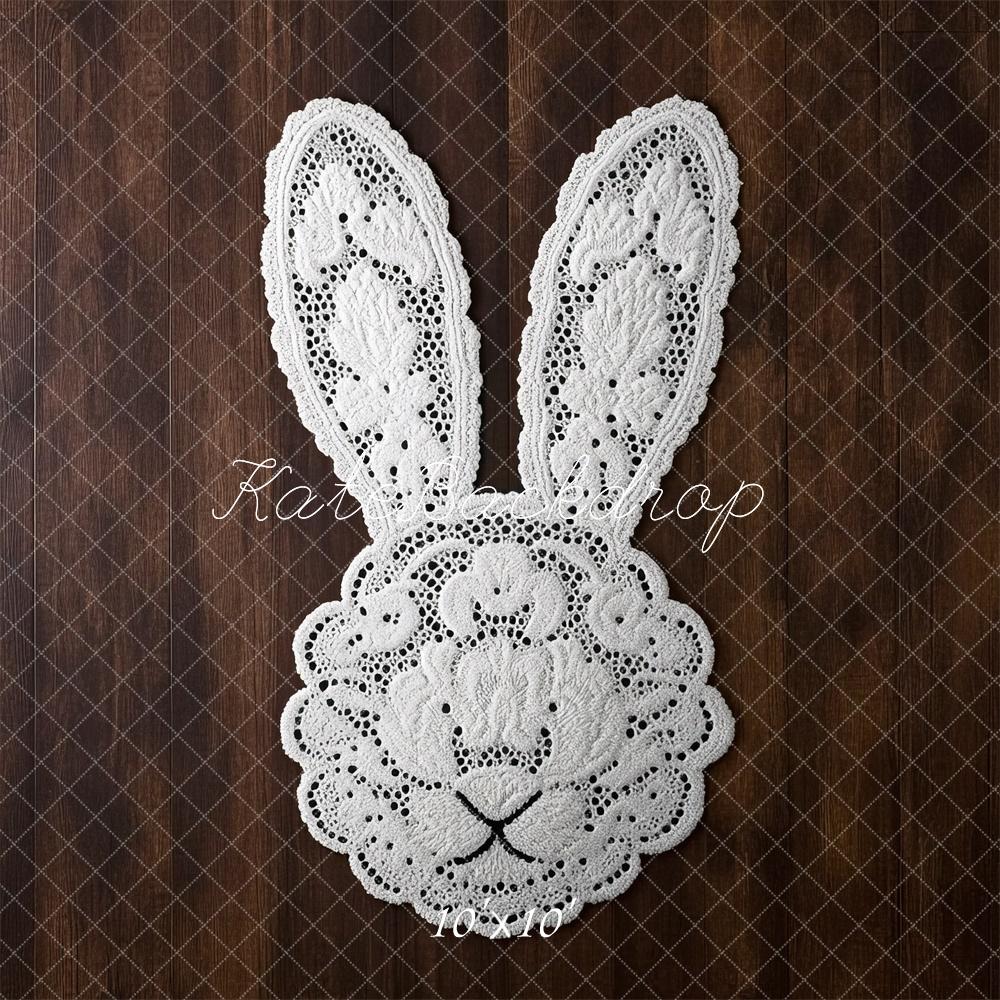Kate Easter Bunny Lace Wood Floor Backdrop Designed by Mini MakeBelieve