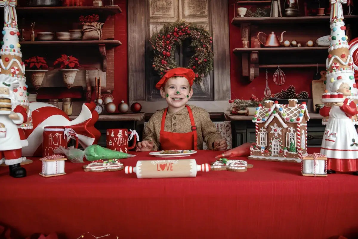 Fondo de cocina de Navidad rojo y verde diseñado por Mandy Ringe Fotografía