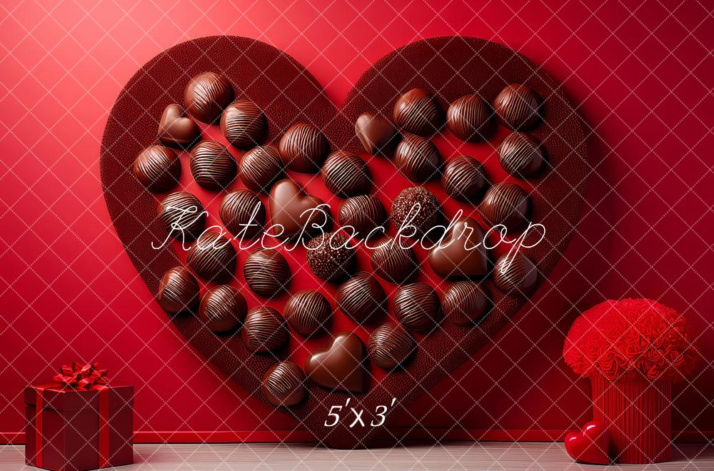 Kate Valentine's Day Red Heart Chocolate Box Gift Printed Backdrop Designed by Megan Leigh Photography