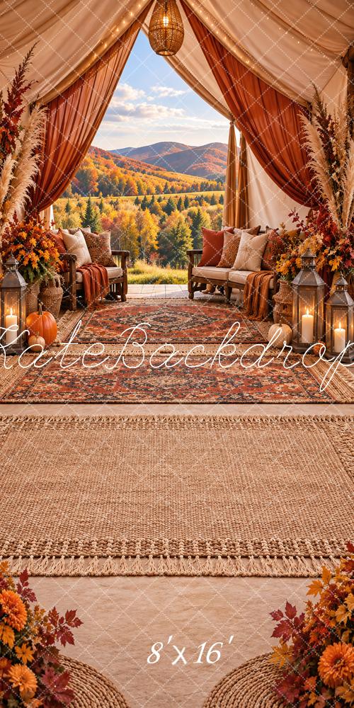 Kate Sweep Fall Boho Canopy Mountain View Printed Backdrop Designed by Vertigo Productions
