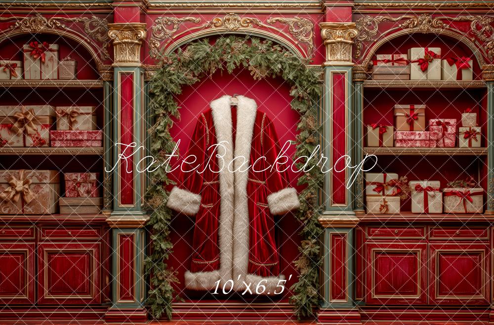 Kate Christmas Santa Coat Closet Gifts Backdrop Designed by Patty Roberts