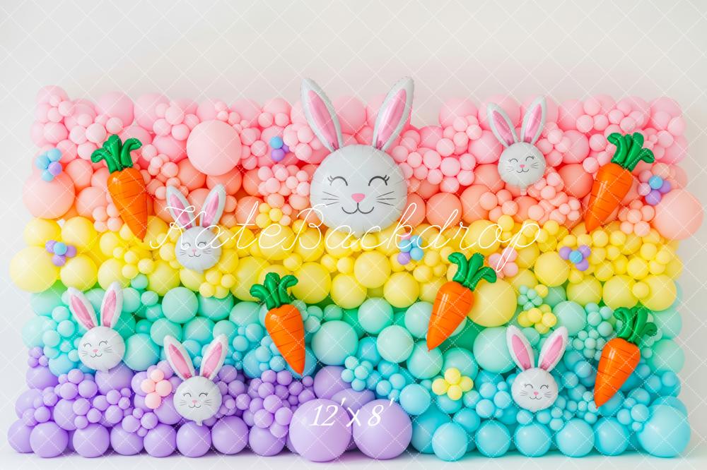 Kate Easter Bunny Balloon Rainbow Carrot Printed Backdrop Designed by Patty Roberts