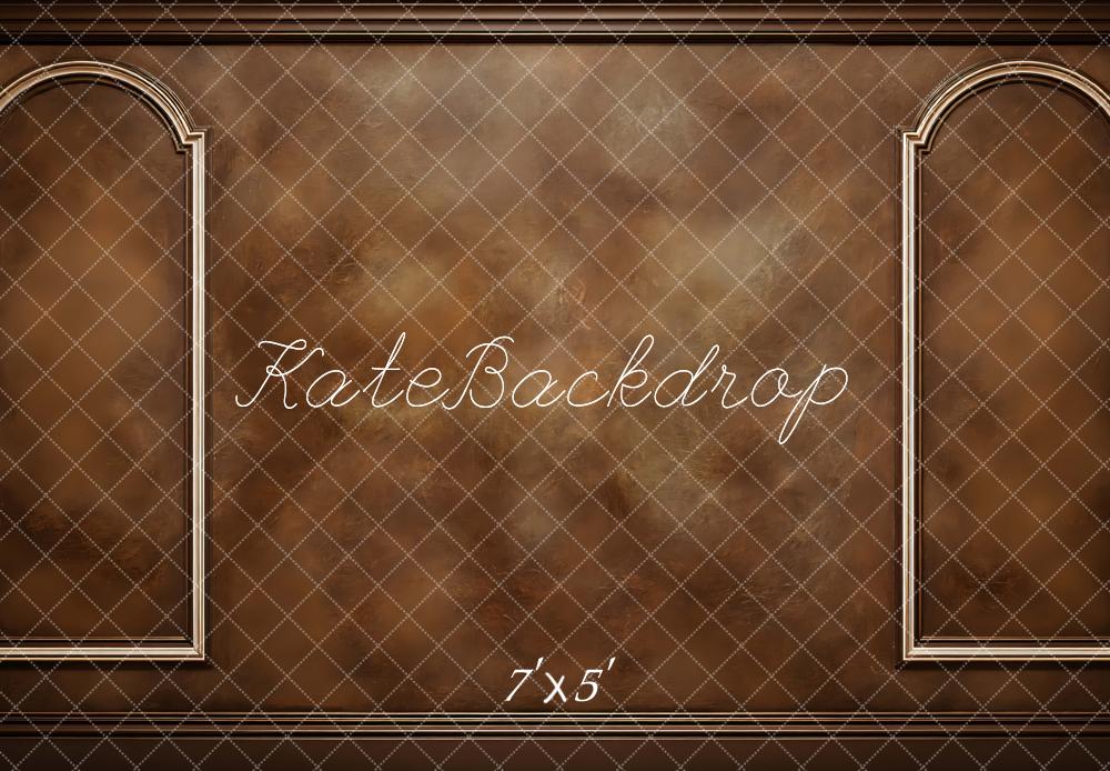 Kate Fine Art Brown Retro Wall Arched Panel Printed Backdrop Designed by Mini MakeBelieve