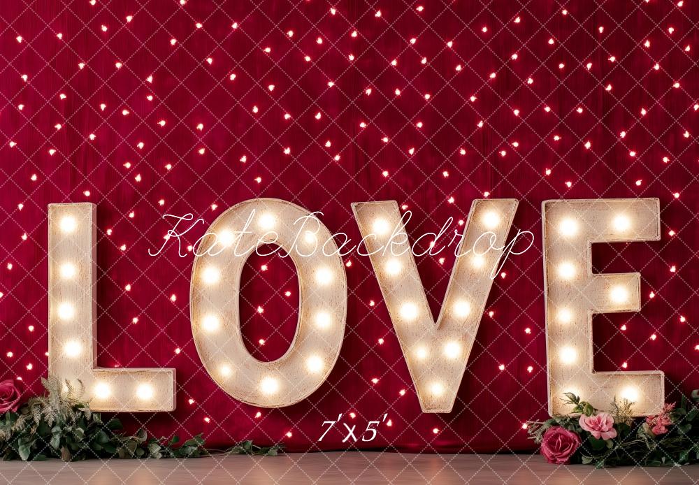 Valentine Love Lights Rode Muur Foto Achtergrond Designed by Patty Roberts