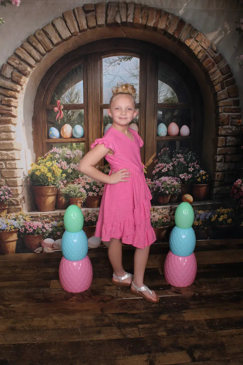 Kate Easter Eggs Outdoor Floral Arched Window Cottage Backdrop Designed by Emetselch