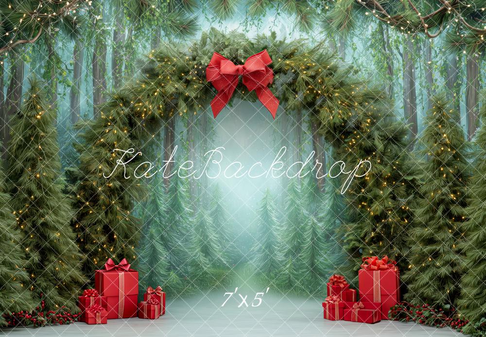 Kate Christmas Pine Arch Forest Presents Backdrop Designed by Patty Roberts
