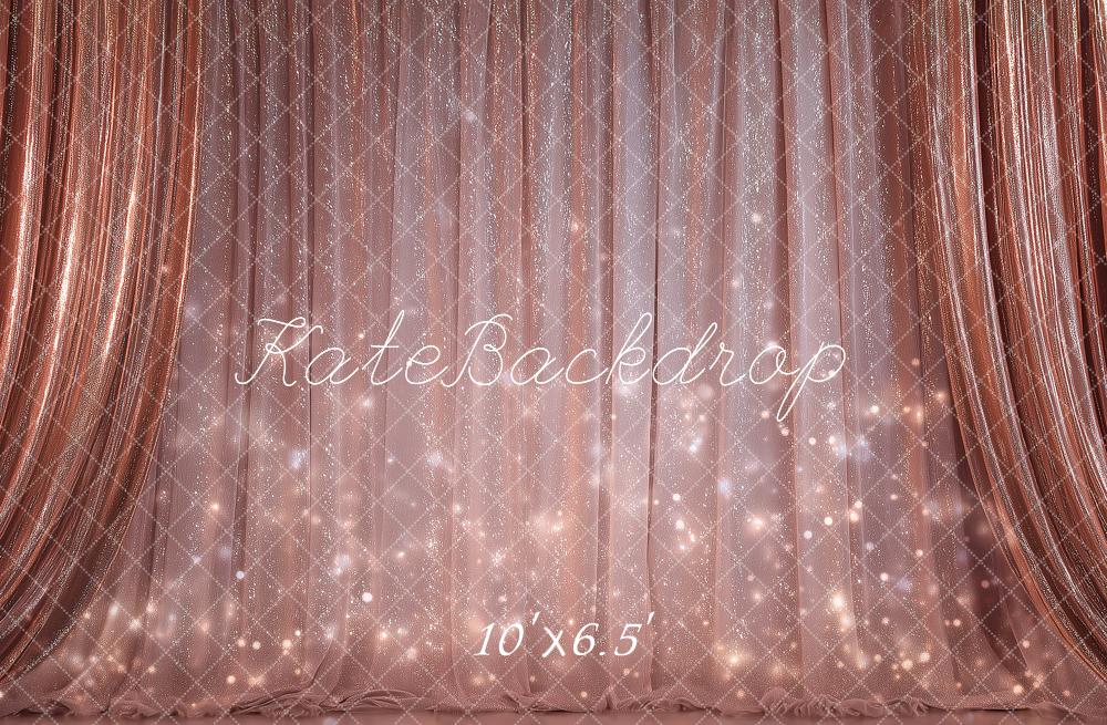 Kate Stage Rose Gold Curtain Bokeh Sparkle Printed Backdrop Designed by Angela Miller