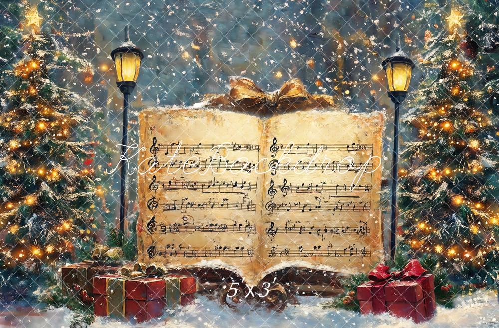 Kate Christmas Tree Sheet Music Snow Backdrop Designed by GQ