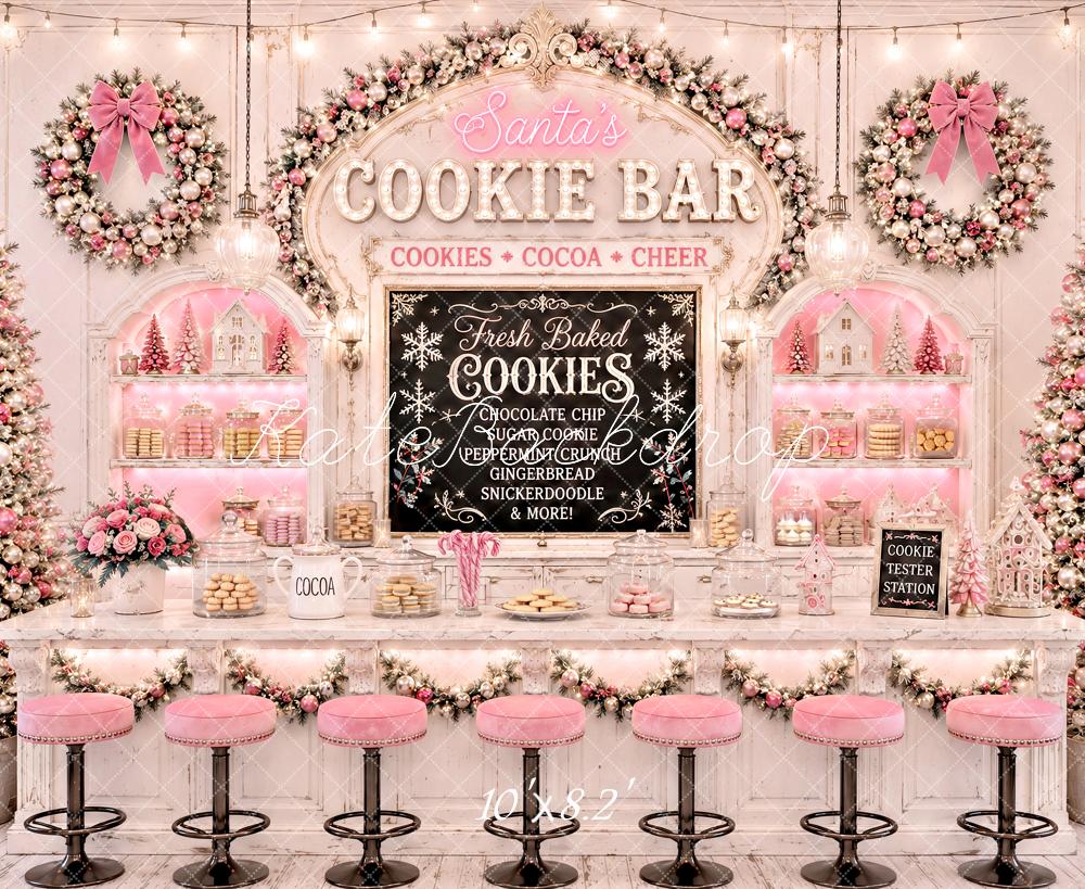 Kate Christmas Wreath Pink Cookie Bar Printed Backdrop Designed by Ashley Paul