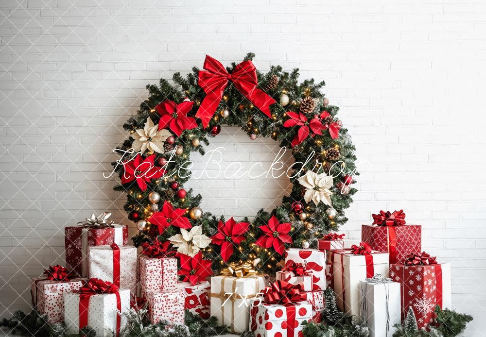 Regalos de Corona de Navidad Rojo y Blanco Diseñado por Patty Roberts