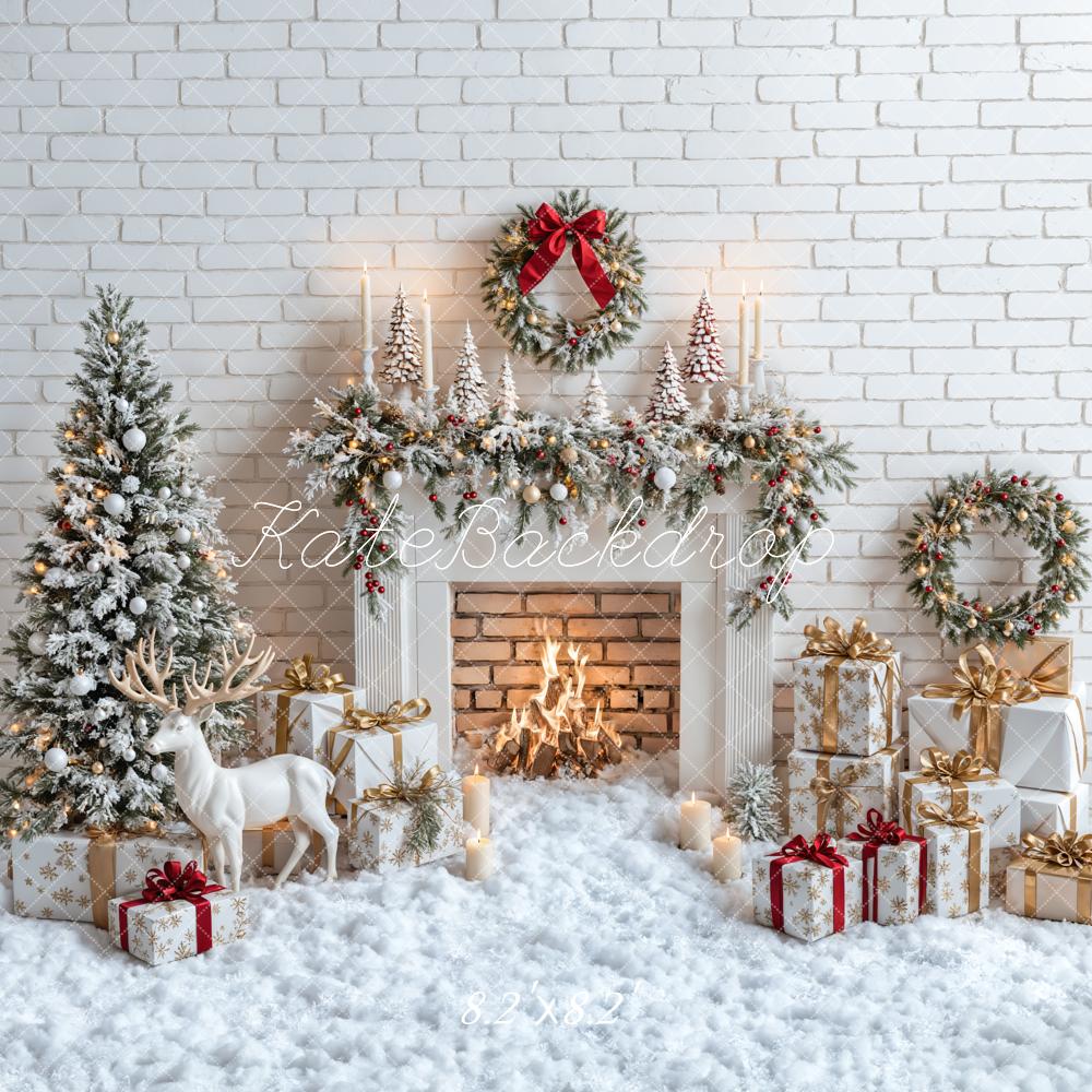 Fondo de Chimenea de Árbol de Navidad Reno Nieve Designed by Emetselch