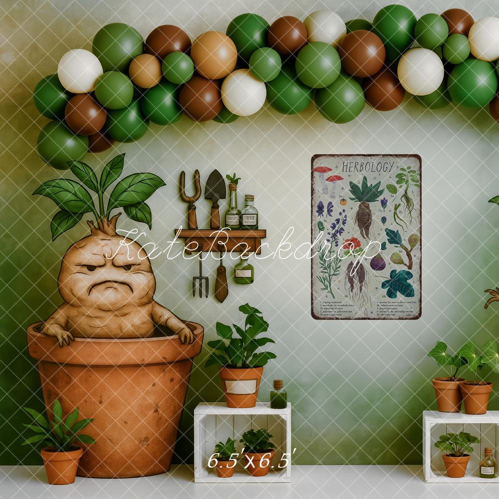 Kate Cake Smash Herbology Garden Greenhouse Fantasy Backdrop Designed by Patty Roberts