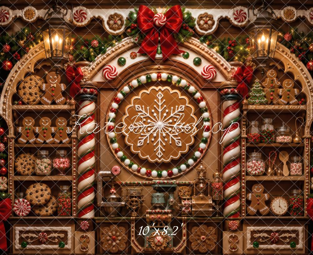 Kate Christmas Gingerbread Candy Cookie Wall Printed Backdrop Designed by Vertigo Productions