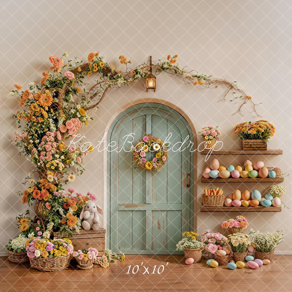 Kate Easter Bunny Flower Arch Pastel Eggs Door Backdrop Designed by Emetselch