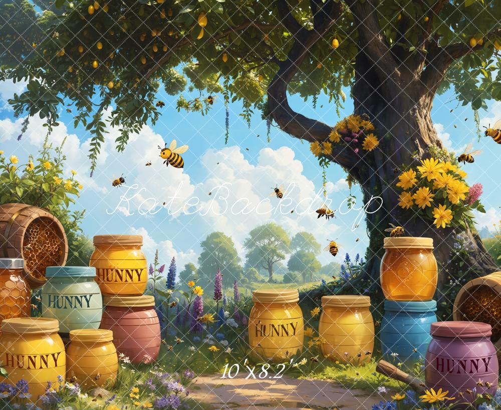 Fondo de Miel de Árbol de Dibujo Animado Hunny Bee Diseñado por Emetselch