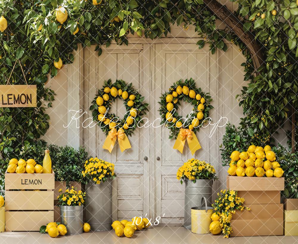 Kate Summer Lemon Arch Floral Door Backdrop Designed by Emetselch