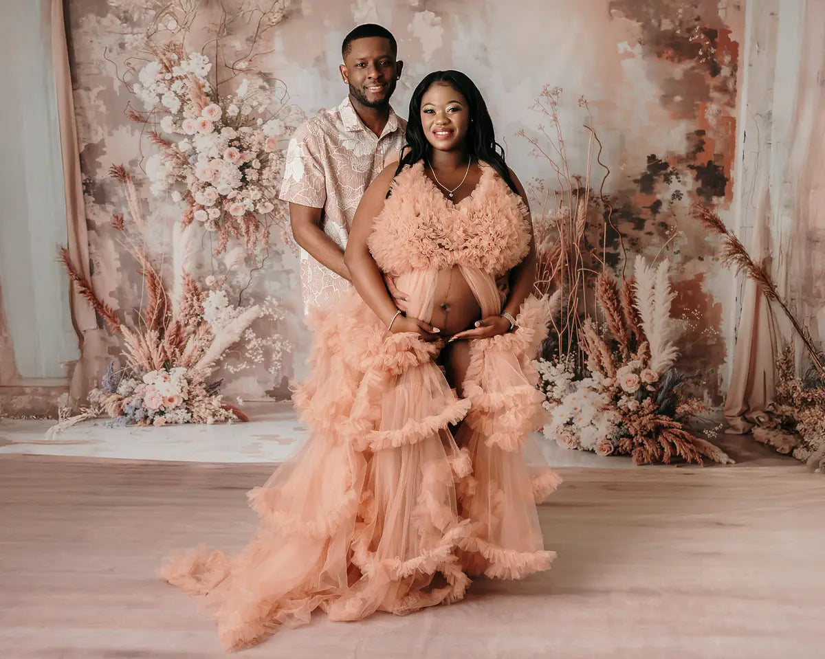 Kate Boho Abstract Art Flower Reed Light Grey Wall Backdrop Designed by Emetselch