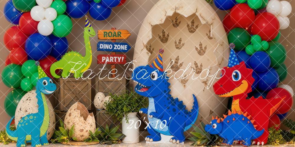 Kate Cake Smash Dinosaur Party Balloons Egg Crate Printed Backdrop Designed by Emetselch