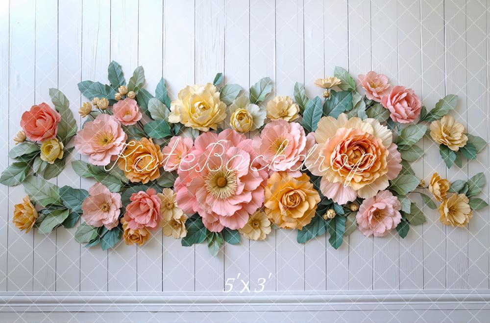 Kate Elegant Flower White Wood Wall Backdrop Designed by Mini MakeBelieve