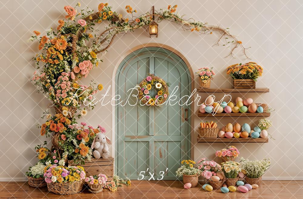 Kate Easter Bunny Flower Arch Pastel Eggs Door Backdrop Designed by Emetselch
