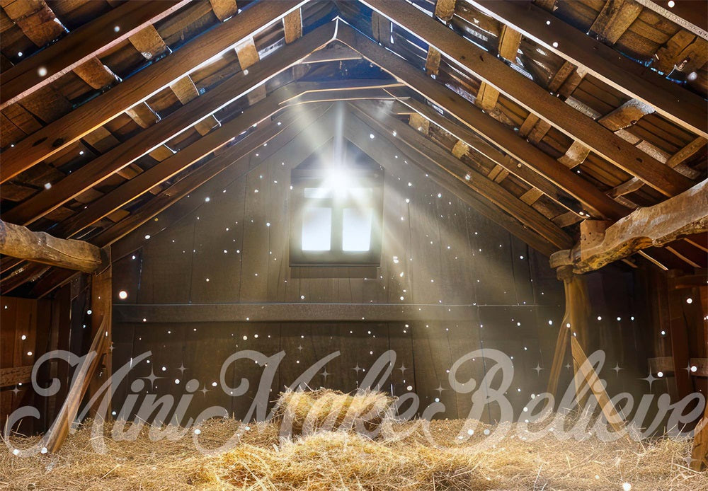Kate Winter Christmas Brown Barn Backdrop Designed by Mini MakeBelieve