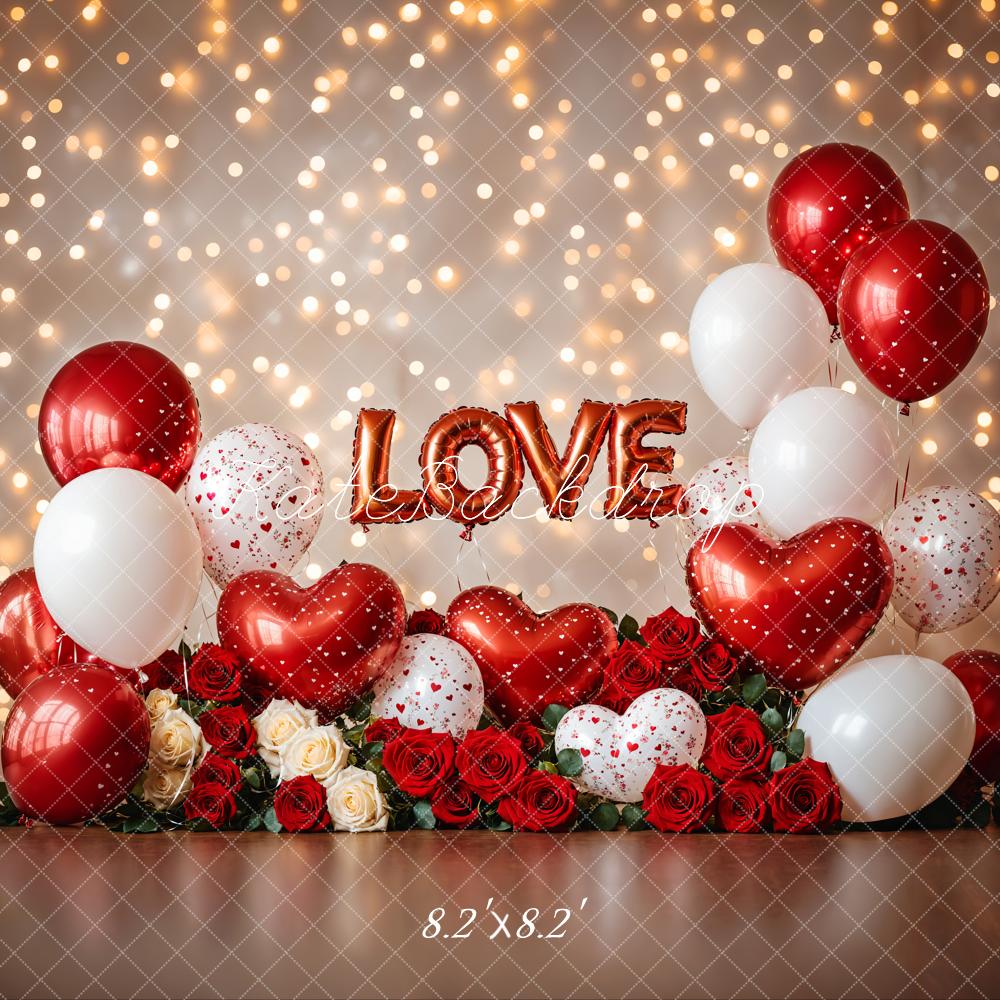 Valentijnsdag Ballonnen Rozen Bokeh Foto Achtergrond Designed by Emetselch