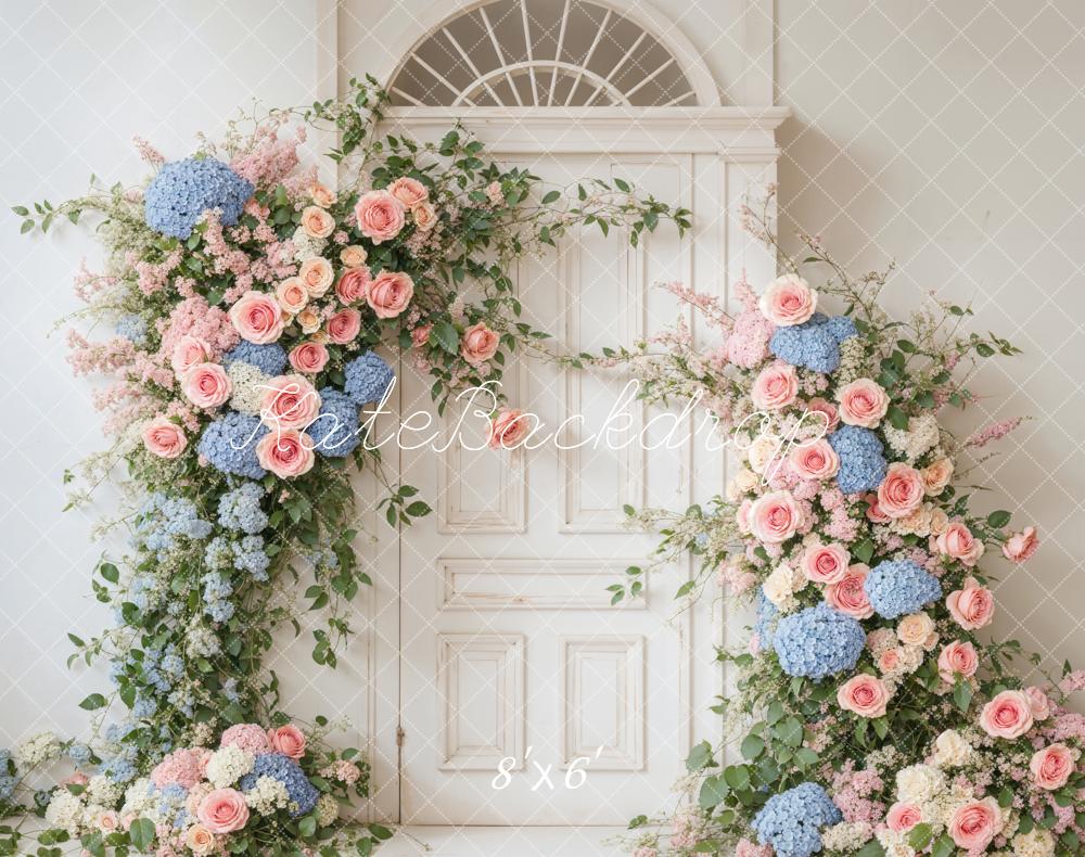 Kate Spring Flower White Elegant Door Backdrop Designed by Emetselch