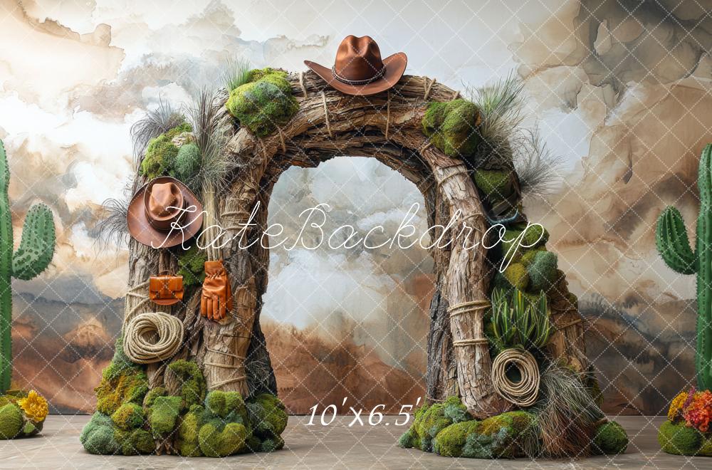 Verjaardag Westerse Avontuur Cowboy Boog Cactus Foto Achtergrond Designed by Mini MakeBelieve