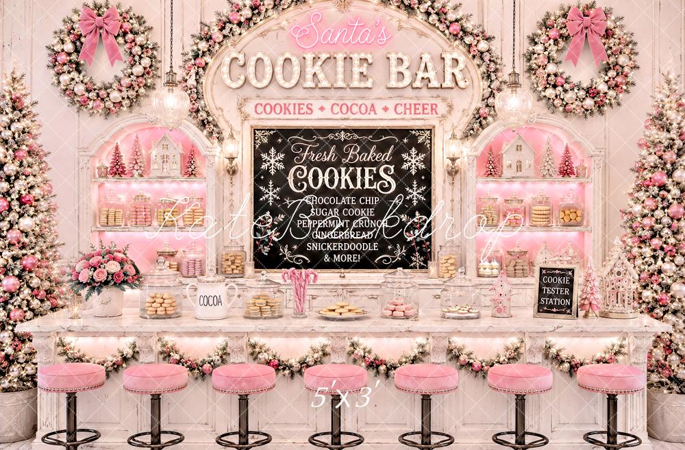 Kate Christmas Wreath Pink Cookie Bar Printed Backdrop Designed by Ashley Paul
