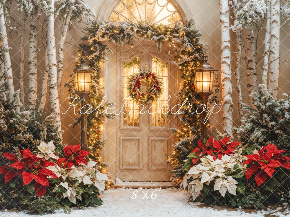Kate Christmas Door Garland Poinsettia Tree Backdrop Designed by Emetselch