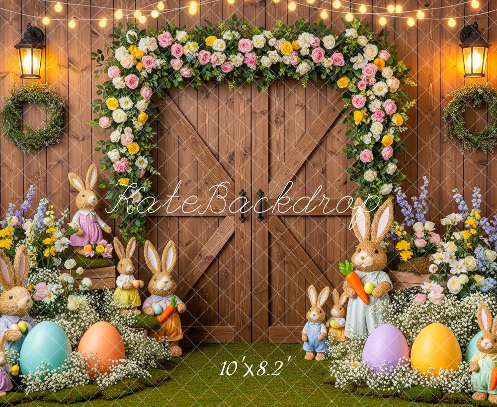 Kate Easter Bunny Flower Arch Wooden Barn Eggs Backdrop Designed by Patty Roberts