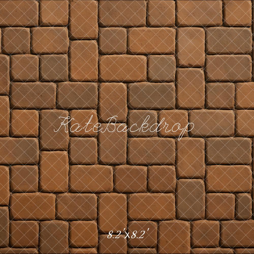 Kate Brown Cobblestone Pattern Floor Backdrop Designed by Mini MakeBelieve