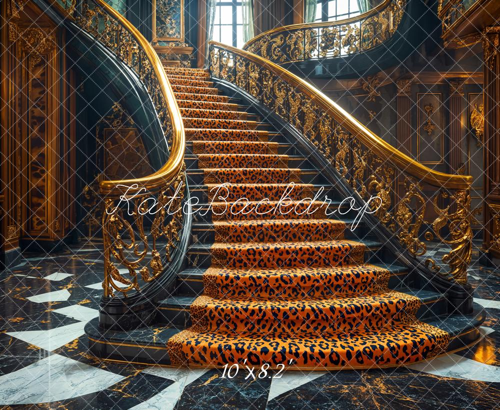 Kate Cascading Stairs Luxury Leopard Backdrop Designed by Emetselch