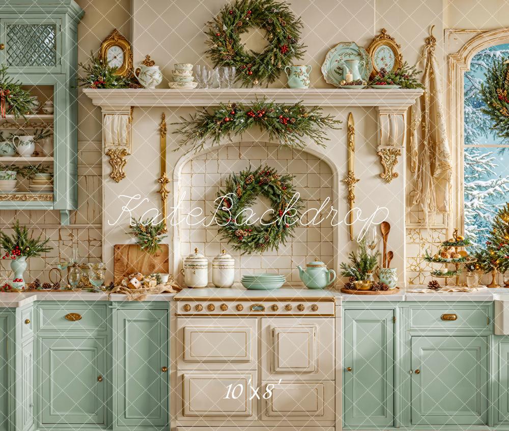 Fondo de Corona de Armarios Vintage de Cocina Navidad Designed by Emetselch