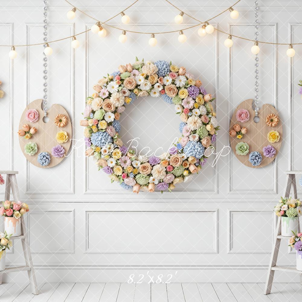 Kate Mother's Day Flower Arch Floral Wreath Painter Palette Ladders Backdrop Designed by Mini MakeBelieve
