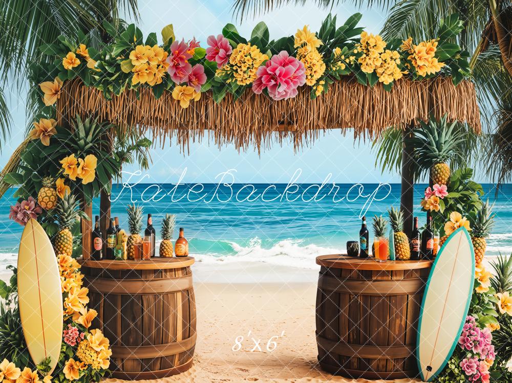 Kate Summer Tropical Beach Tiki Bar Backdrop Designed by Emetselch