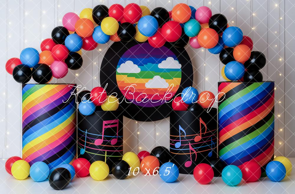 Kate Birthday Music Rainbow Balloon Backdrop Designed by Patty Roberts
