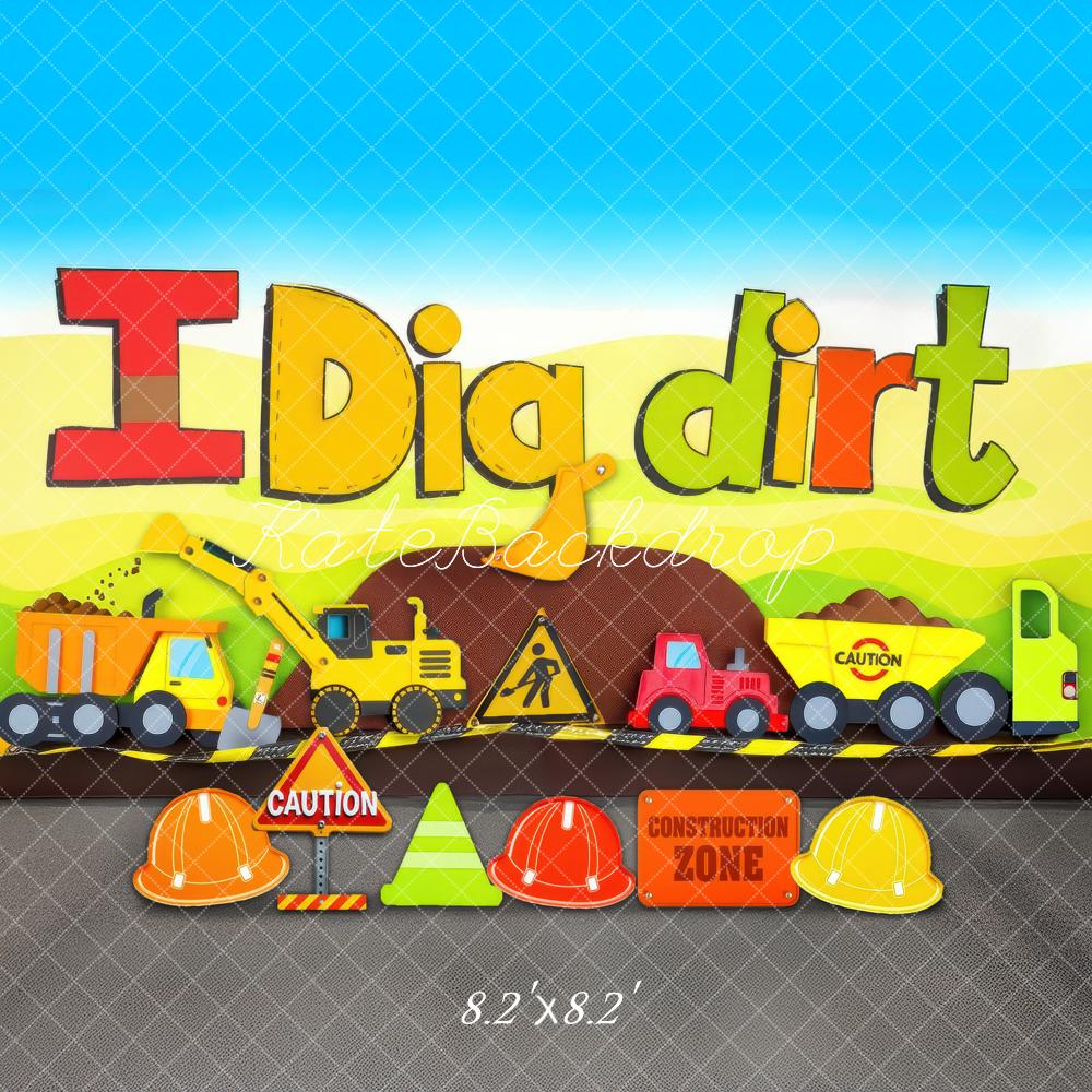 Fondo de Golpe de Pastel de Construcción de Camión de Excavación de Tierra Diseñado por Laura Bybee