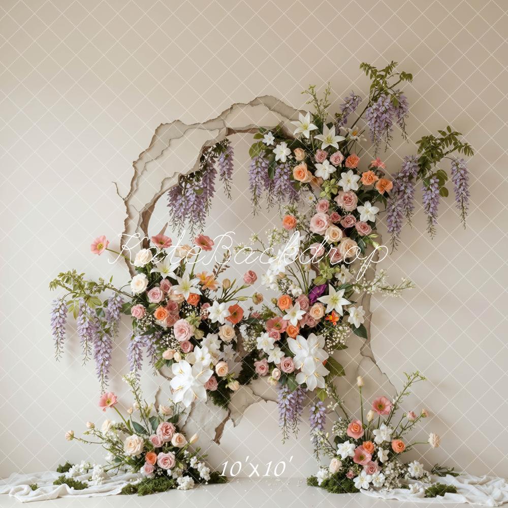 Kate Mother's Day Boho Flower Arch Torn Wall Backdrop Designed by Mini MakeBelieve